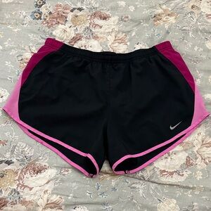 Nike Women's Black and Magenta Athletic Shorts